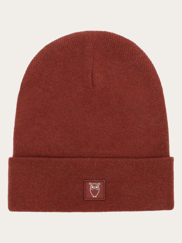 KnowledgeCotton Apparel - UNI Double layer wool beanie Hats 1478 Fired Brick