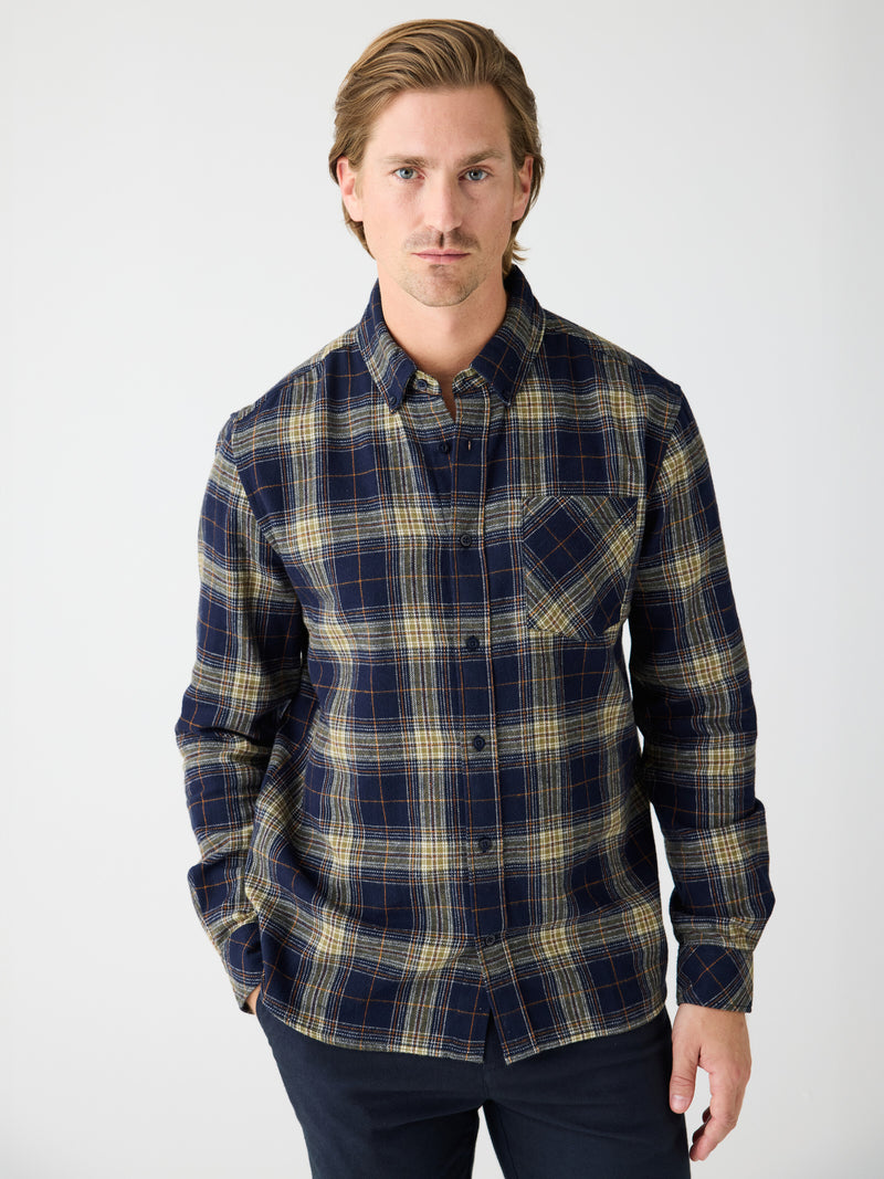 KnowledgeCotton Apparel - MEN Dune regular check flannel shirt Shirts 7021 blue check