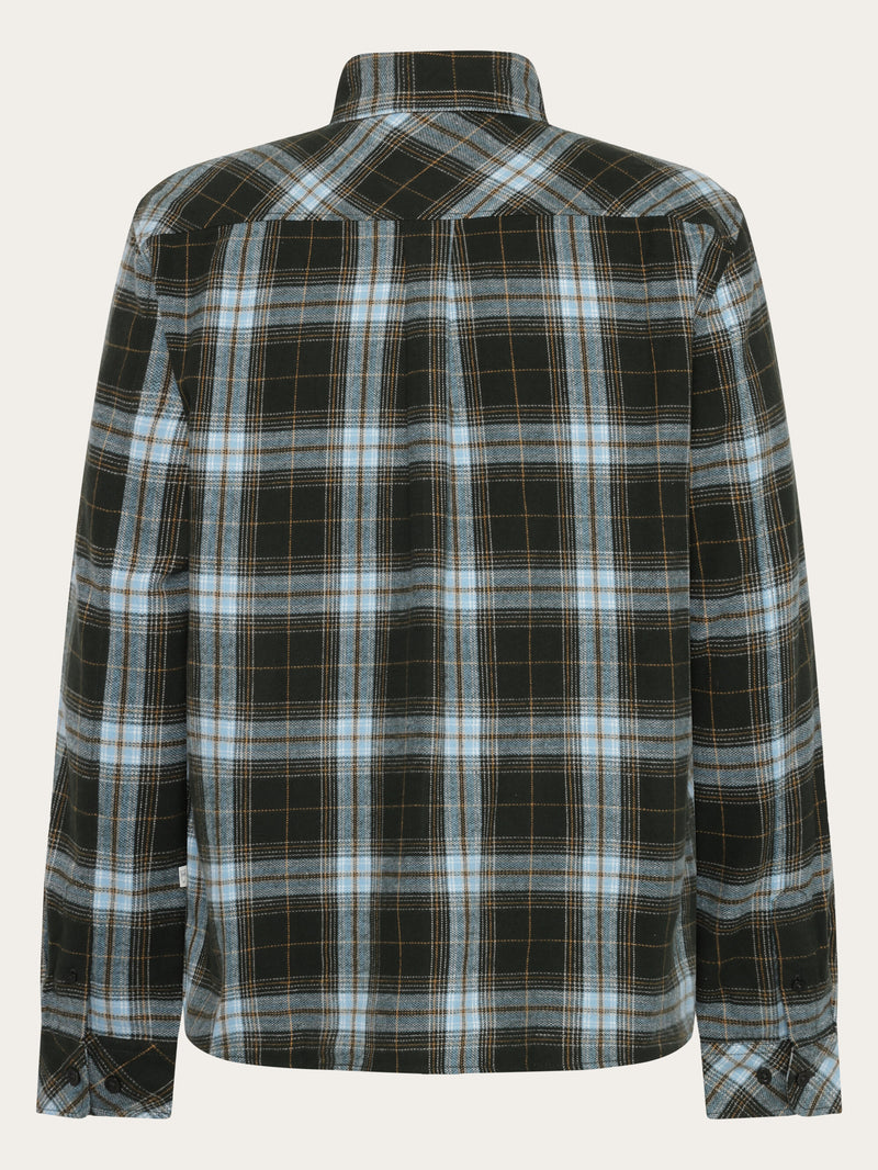 KnowledgeCotton Apparel - MEN Dune regular check flannel shirt Shirts 7023 Green check