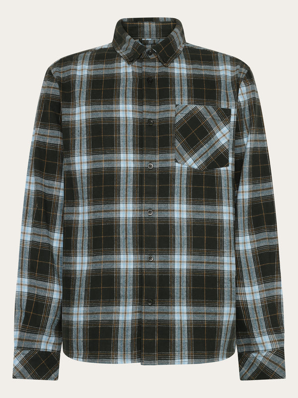KnowledgeCotton Apparel - MEN Dune regular check flannel shirt Shirts 7023 Green check