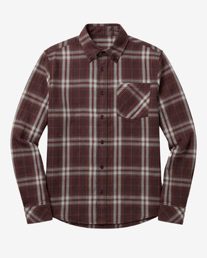 KnowledgeCotton Apparel - MEN Dune regular check flannel shirt Shirts 7035 Dark Brown check