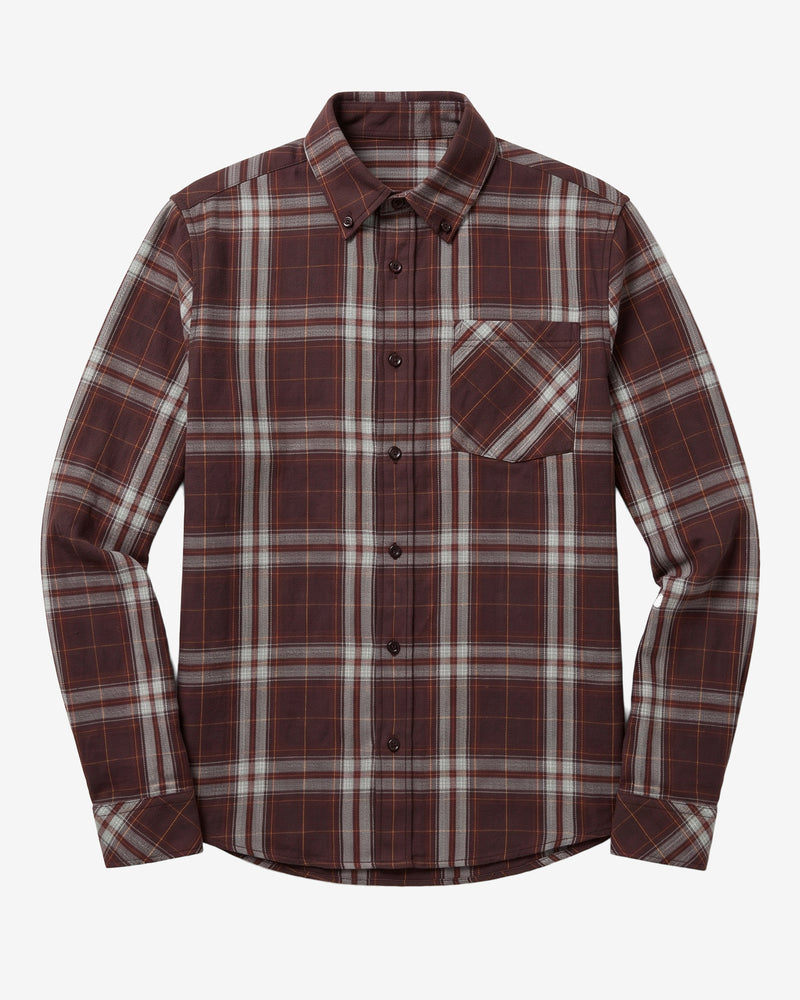 KnowledgeCotton Apparel - MEN Dune regular check flannel shirt Shirts 7035 Dark Brown check