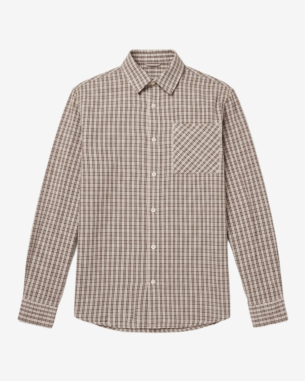 KnowledgeCotton Apparel - MEN Dune regular check shirt Shirts 7033 Creme check