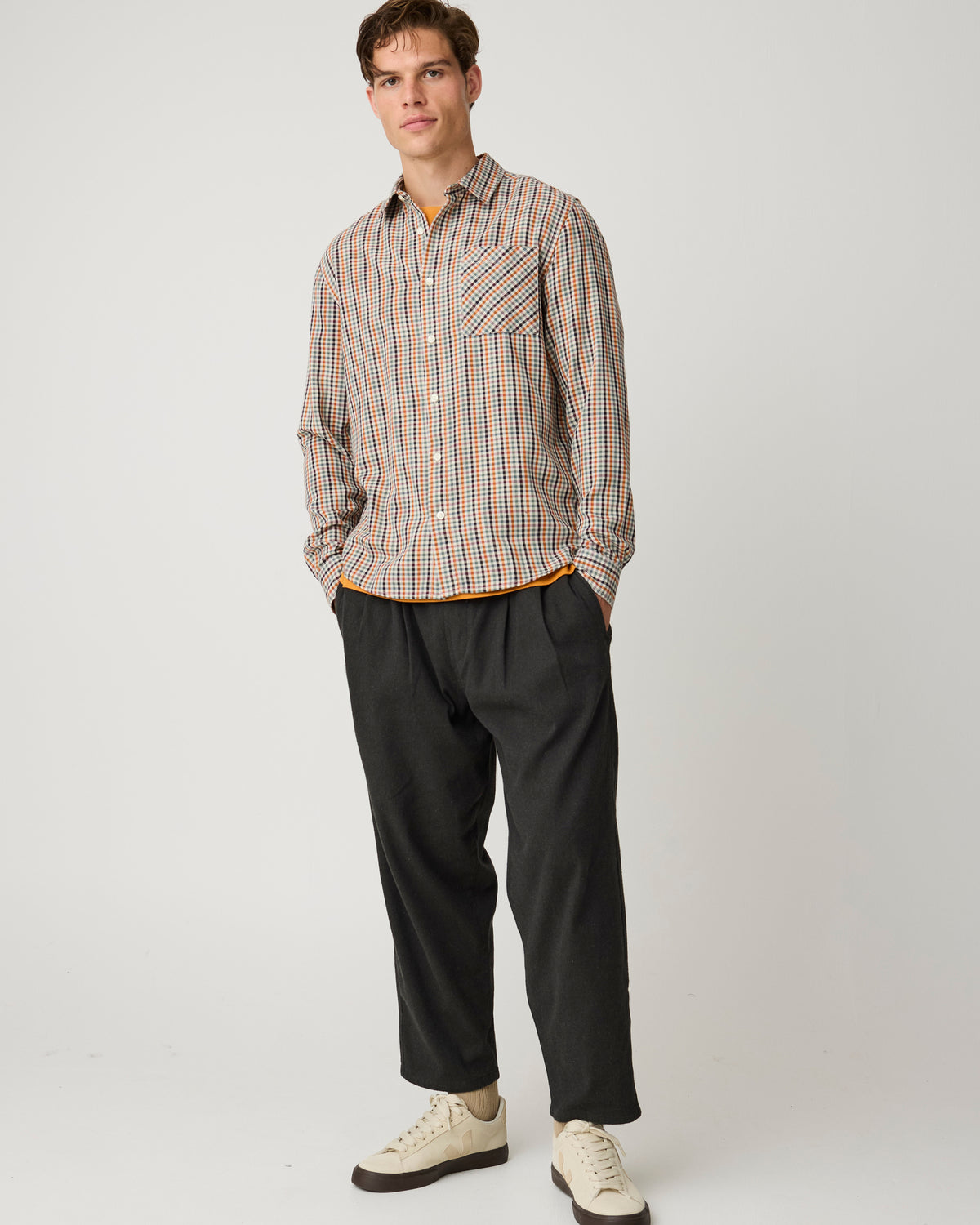 KnowledgeCotton Apparel - MEN Dune regular check shirt Shirts 7032 Multi check