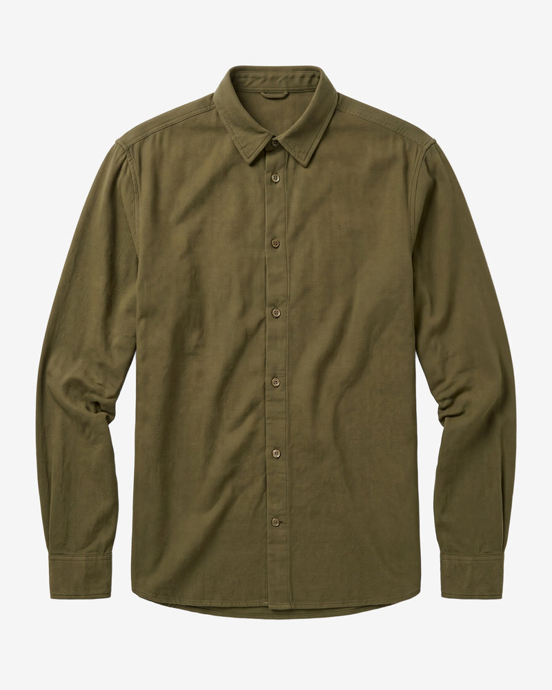 KnowledgeCotton Apparel - MEN Dune regular flannel shirt Shirts 1090 Forest Night