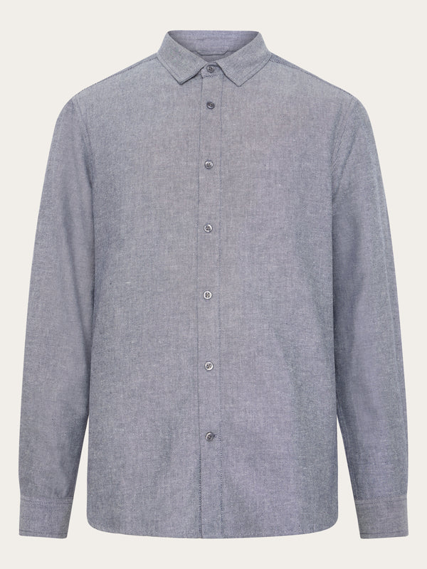 KnowledgeCotton Apparel - MEN Dune regular flannel shirt Shirts 1412 Night Sky