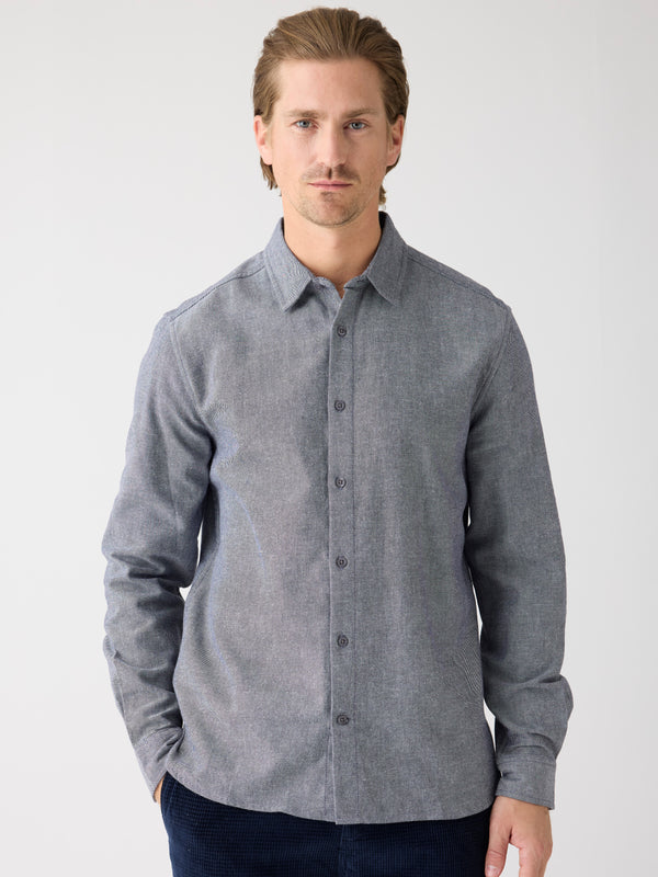 KnowledgeCotton Apparel - MEN Dune regular flannel shirt Shirts 1412 Night Sky