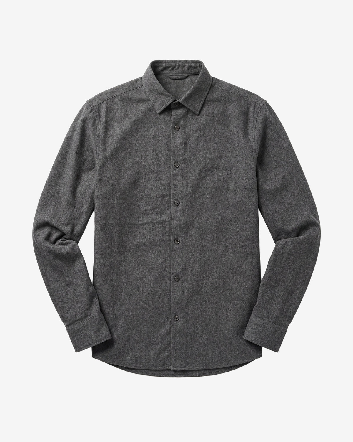 KnowledgeCotton Apparel - MEN Dune regular flannel shirt Shirts 1073 Dark Grey Melange