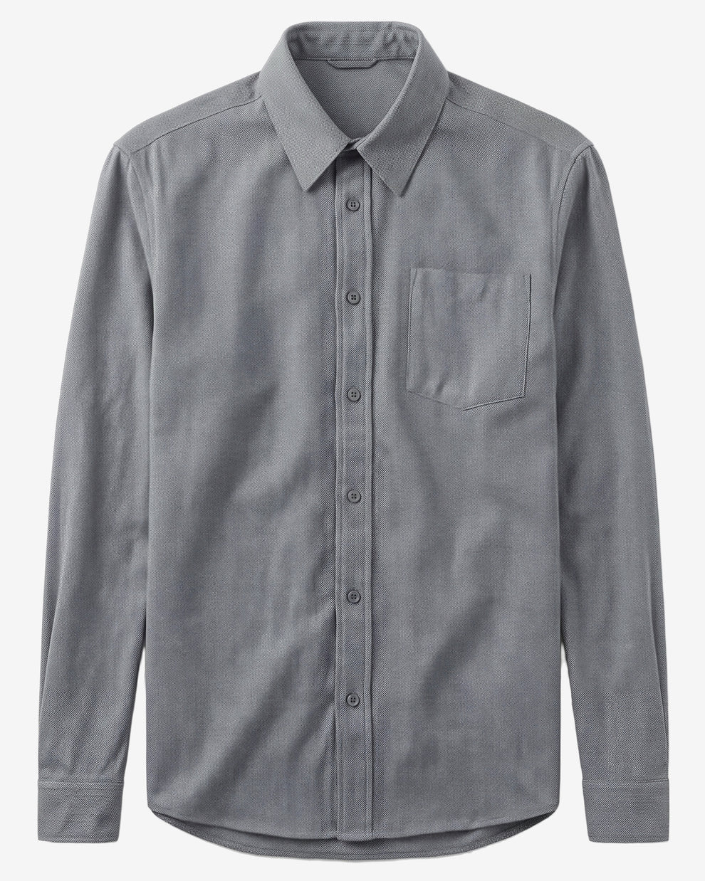 KnowledgeCotton Apparel - MEN Dune regular herringbone shirt Shirts 1412 Night Sky