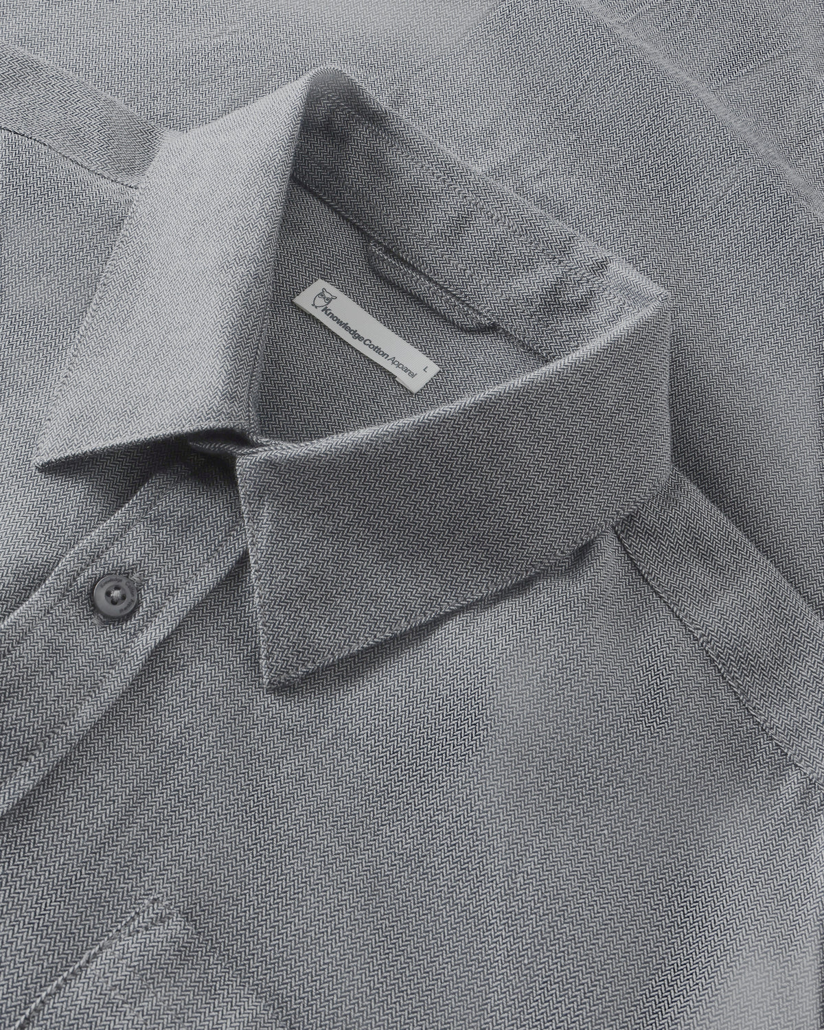 KnowledgeCotton Apparel - MEN Dune regular herringbone shirt Shirts 1412 Night Sky