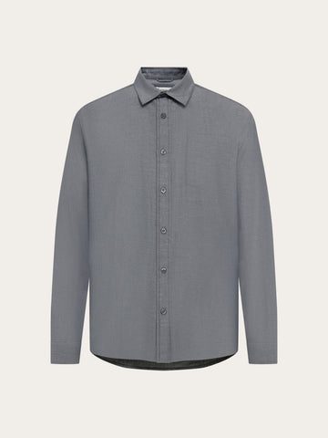 KnowledgeCotton Apparel - MEN Dune regular herringbone shirt Shirts 1412 Night Sky