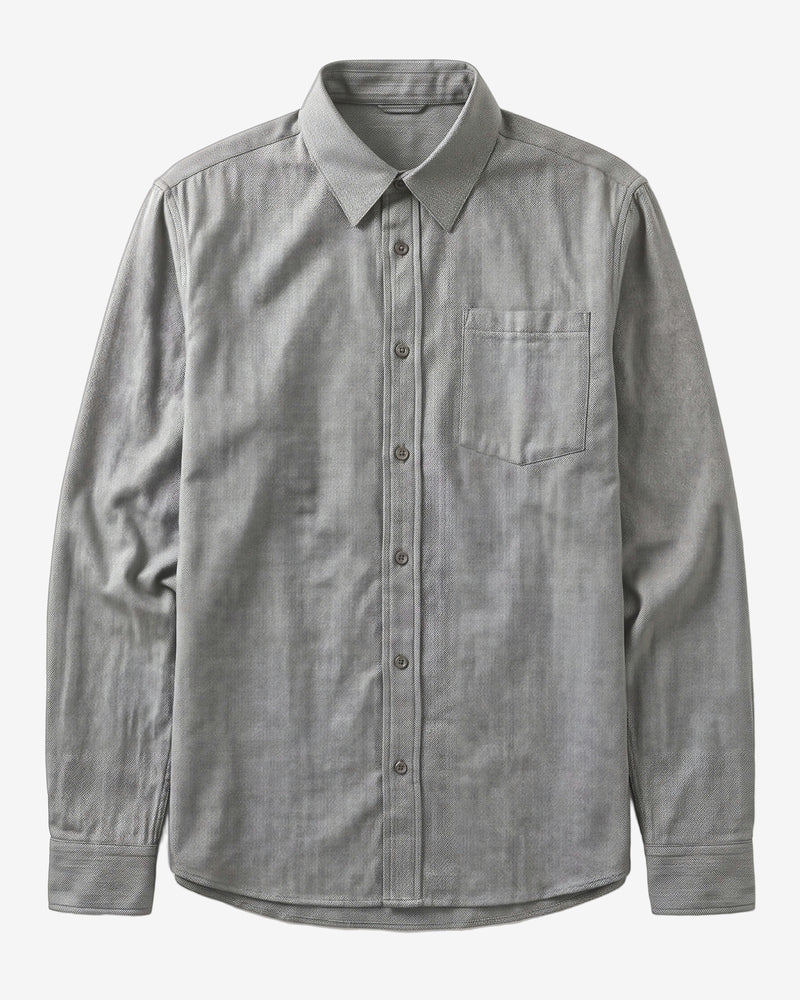 KnowledgeCotton Apparel - MEN Dune regular herringbone shirt Shirts 1487 Chocolate Torte