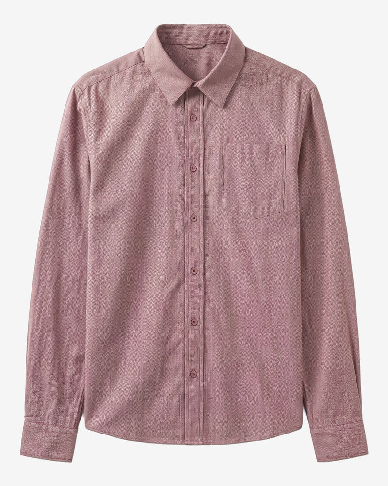 KnowledgeCotton Apparel - MEN Dune regular herringbone shirt Shirts 1500 Burgundy
