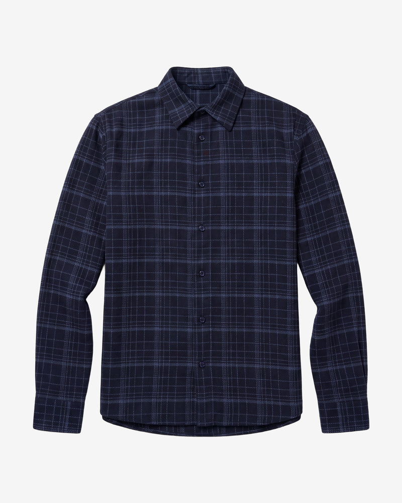 KnowledgeCotton Apparel - MEN Dune regular merino check shirt Shirts 7036 Navy