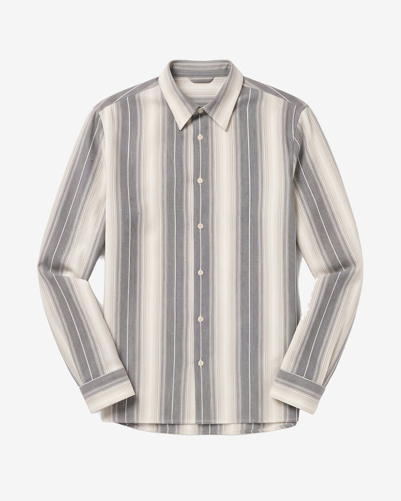 KnowledgeCotton Apparel - MEN Dune regular stripe shirt Shirts 8031 Grey stripe