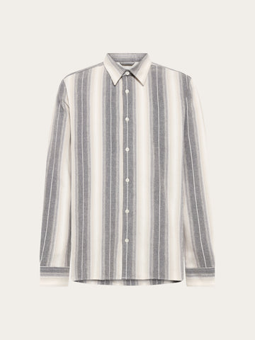 KnowledgeCotton Apparel - MEN Dune regular stripe shirt Shirts 8031 Grey stripe