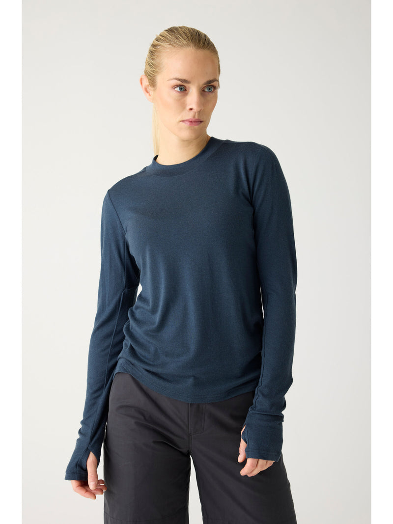 KnowledgeCotton Apparel - WMN Dynamic Wool 175 Single constructed long sleeve t-shirt - RWS Long Sleeves 1001 Total Eclipse