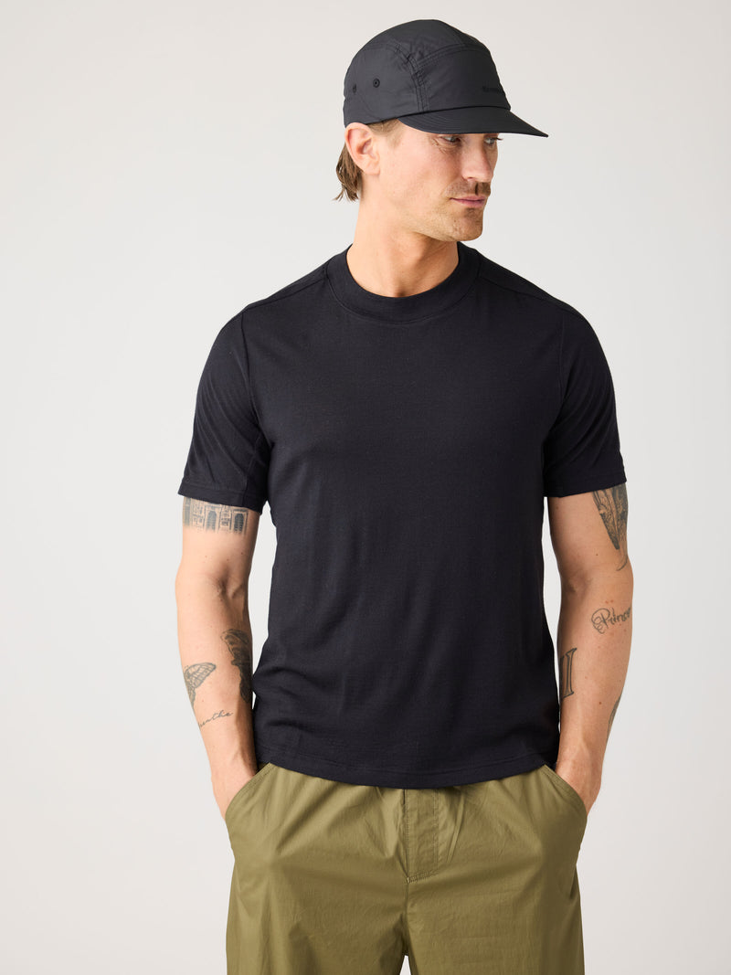 KnowledgeCotton Apparel - MEN Dynamic Wool 175 Single constructed t-shirt - RWS T-shirts 1300 Black Jet