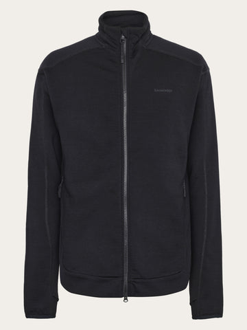 KnowledgeCotton Apparel - MEN Dynamic wool fleece full zip Fleeces 1300 Black Jet