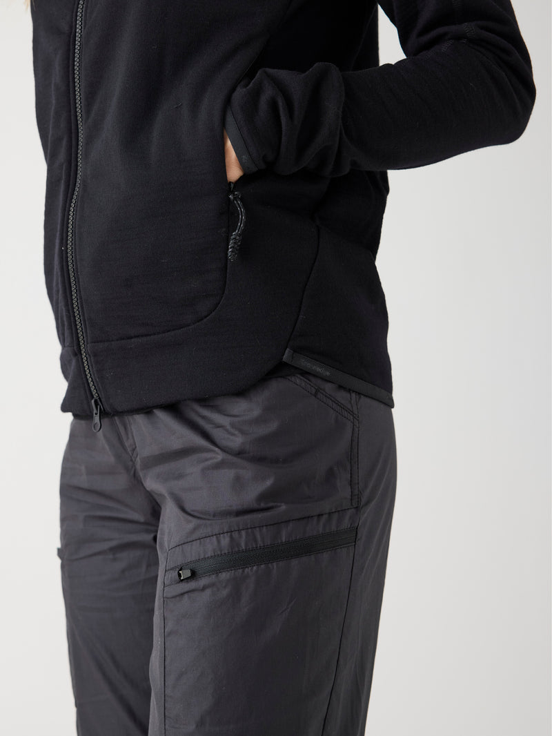 KnowledgeCotton Apparel - WMN Dynamic wool fleece full zip Fleeces 1300 Black Jet