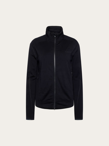 KnowledgeCotton Apparel - WMN Dynamic wool fleece full zip Fleeces 1300 Black Jet
