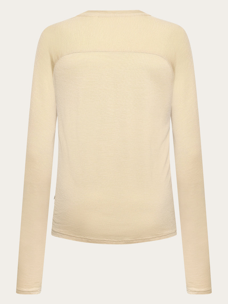 KnowledgeCotton Apparel - WMN Dynamic wool long sleeve t-shirt Long Sleeves 1228 Light feather gray