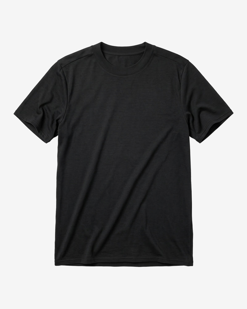KnowledgeCotton Apparel - MEN Dynamic wool t-shirt T-shirts 1300 Black Jet