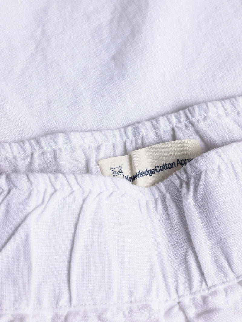 KnowledgeCotton Apparel - WMN EVE culotte high-rise wide linen shorts - GOTS/Vegan Shorts 1010 Bright White