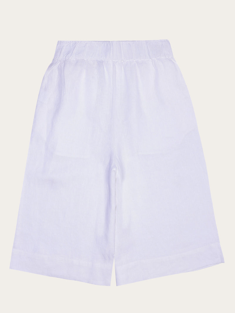 KnowledgeCotton Apparel - WMN EVE culotte high-rise wide linen shorts - GOTS/Vegan Shorts 1010 Bright White