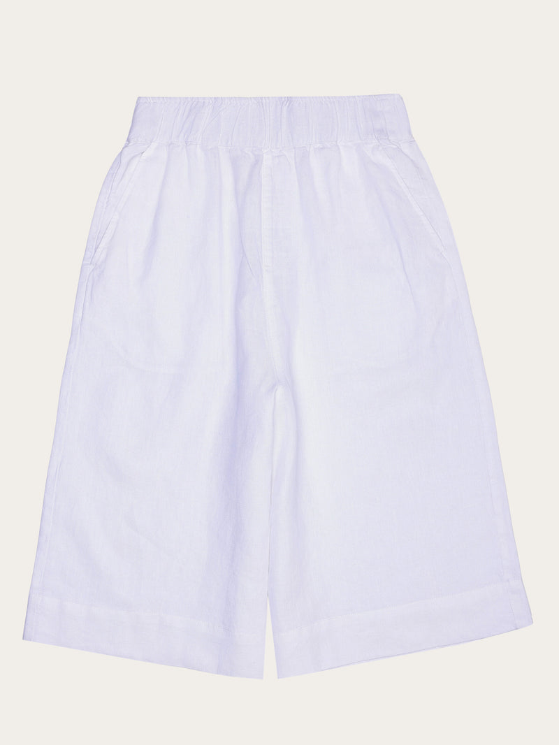 KnowledgeCotton Apparel - WMN EVE culotte high-rise wide linen shorts - GOTS/Vegan Shorts 1010 Bright White