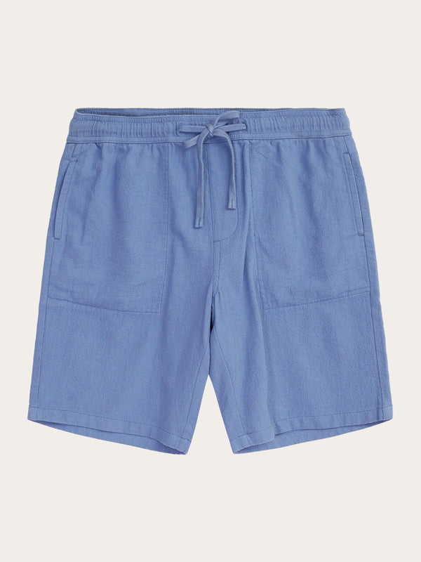 KnowledgeCotton Apparel - MEN FIG loose crushed cotton shorts - GOTS/Vegan Shorts 1432 Moonlight Blue