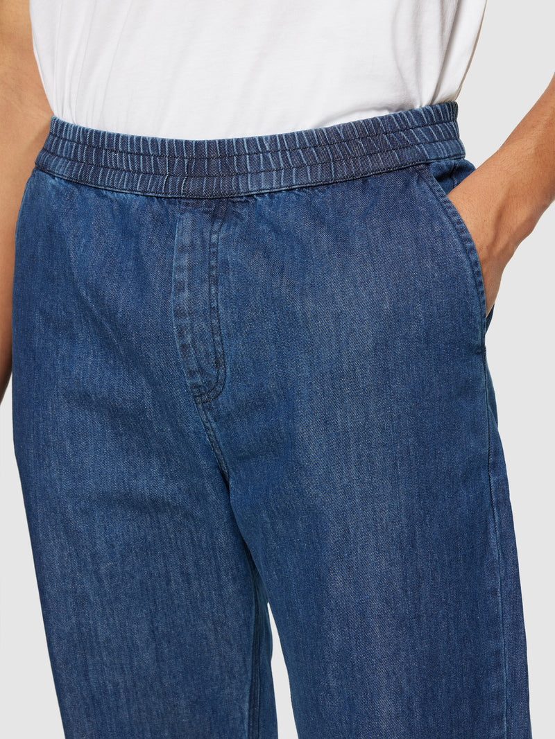 KnowledgeCotton Apparel - MEN FIG loose denim pants - GOTS/Vegan Denim jeans 3059 Dark Blue denim