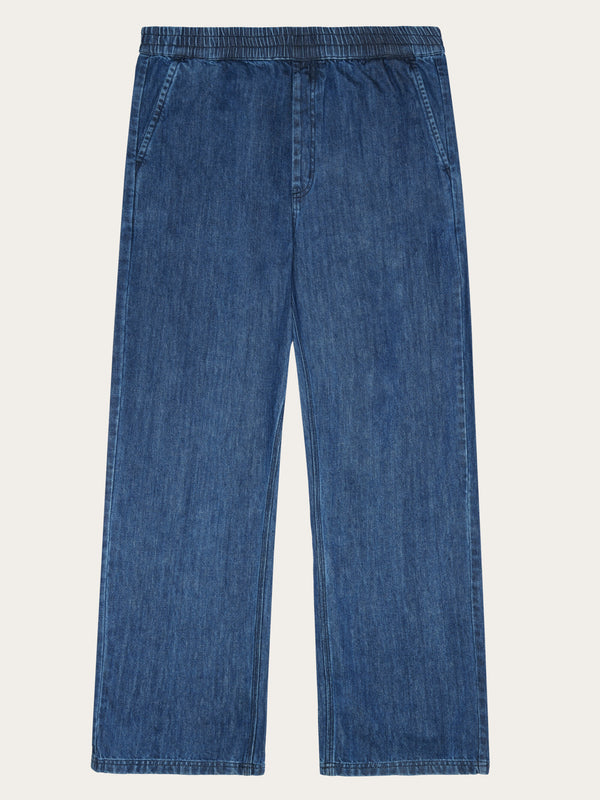 KnowledgeCotton Apparel - MEN FIG loose denim pants - GOTS/Vegan Denim jeans 3059 Dark Blue denim