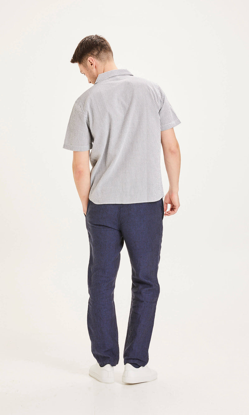 KnowledgeCotton Apparel - MEN FIG loose linen pant Pants 1001 Total Eclipse