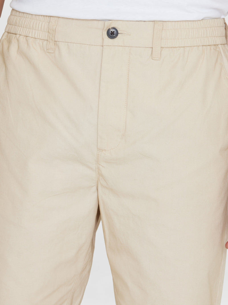 KnowledgeCotton Apparel - MEN FIG loose poplin elastic waist string shorts - GOTS/Vegan Shorts 1228 Light feather gray