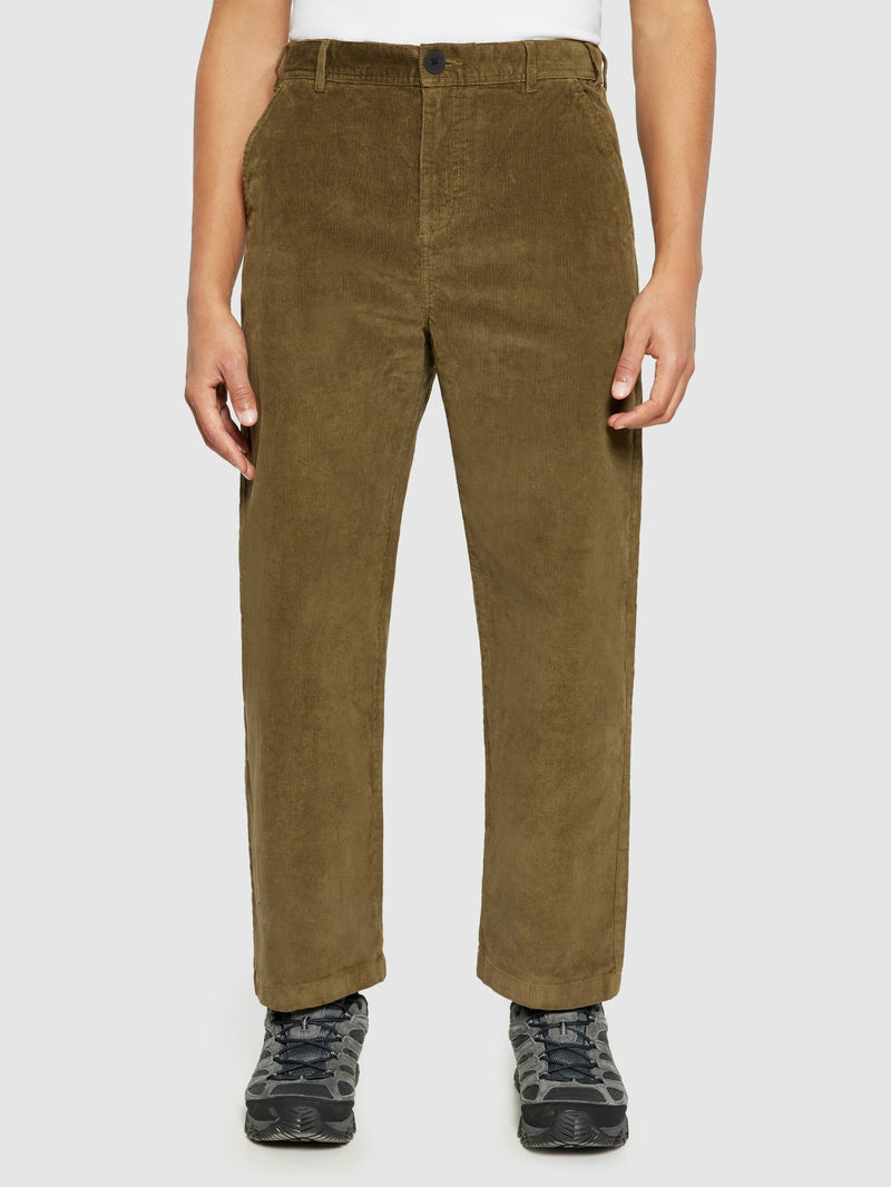 KnowledgeCotton Apparel - MEN FLINT wide corduroy chino pants Pants 1100 Dark Olive