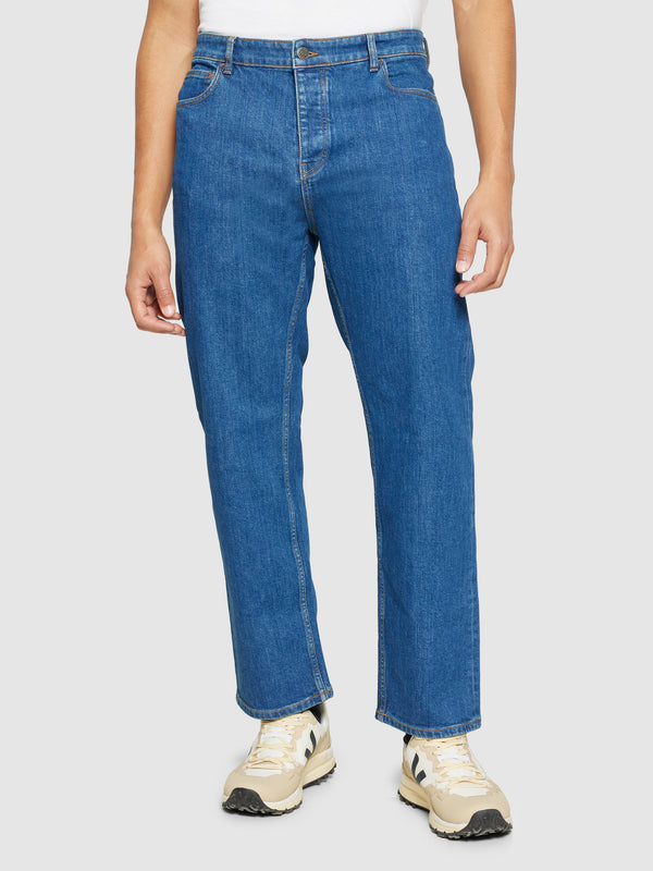 KnowledgeCotton Apparel - MEN FLINT wide denim jeans mid blue - GOTS/Vegan Denim jeans 3043 Medium Blue