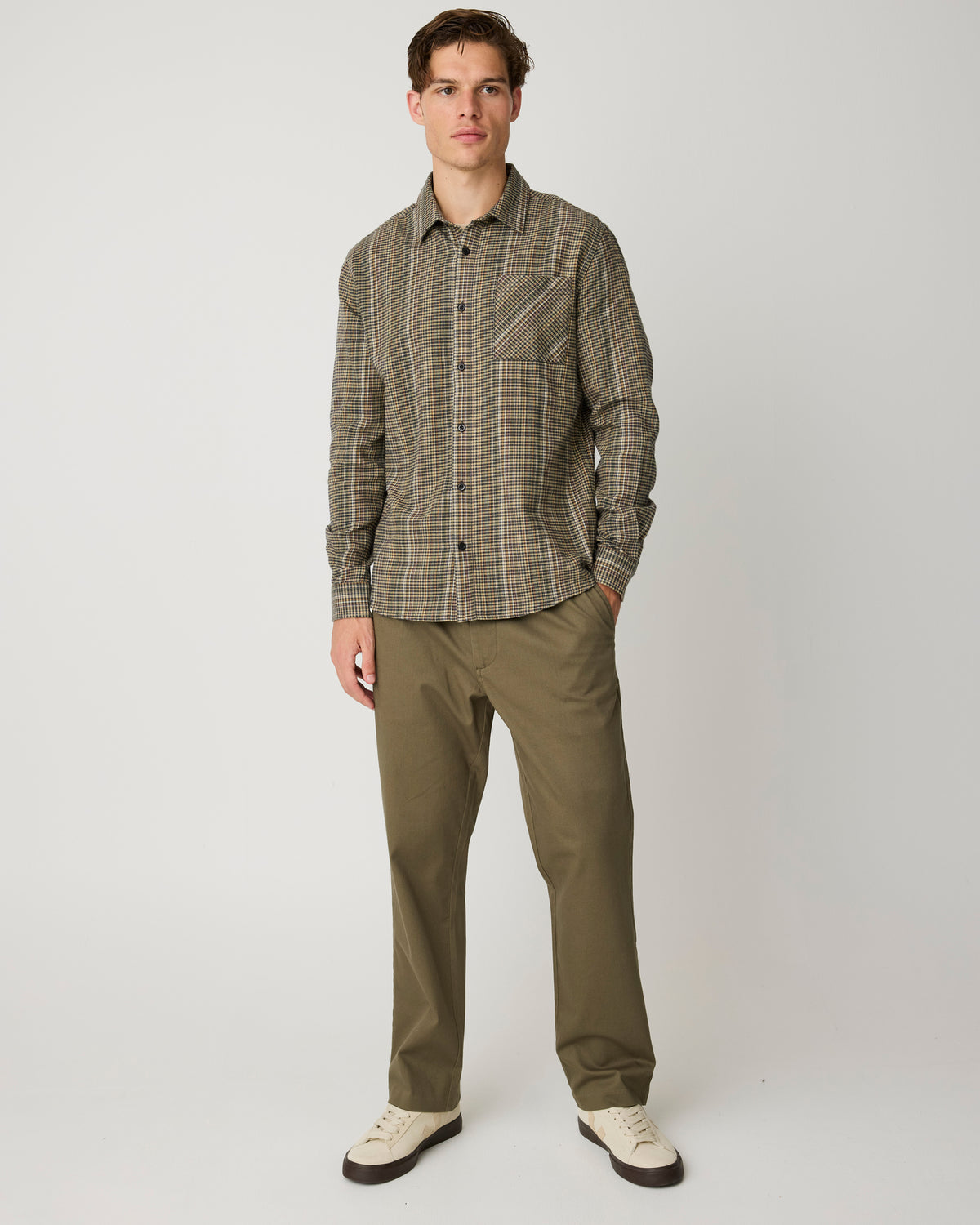 KnowledgeCotton Apparel - MEN Fig comfort canvas pants Pants 1068 Burned Olive
