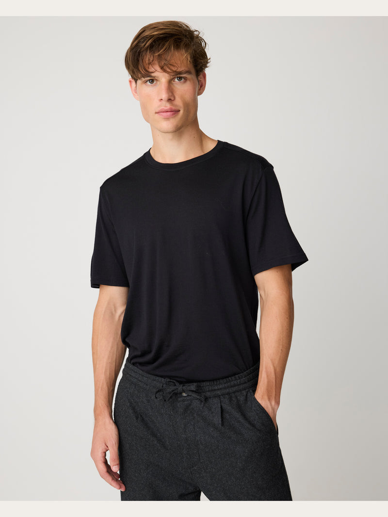 KnowledgeCotton Apparel - MEN Fig comfort wool pants Pants 1073 Dark Grey Melange
