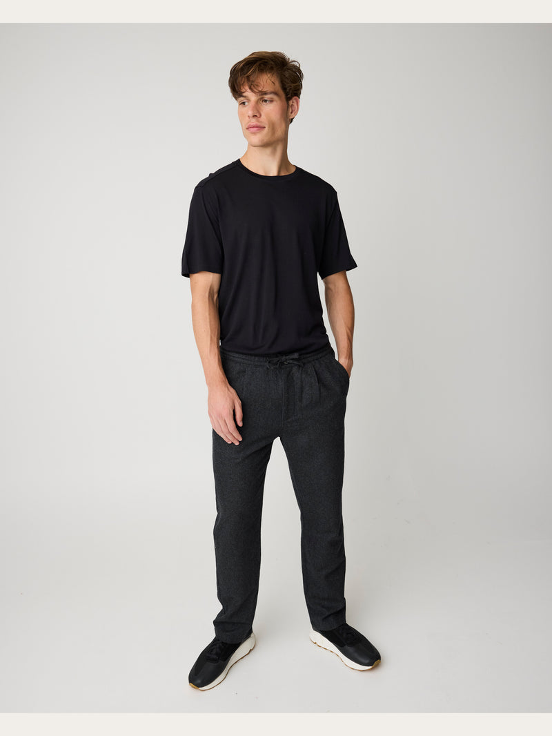 KnowledgeCotton Apparel - MEN Fig comfort wool pants Pants 1073 Dark Grey Melange
