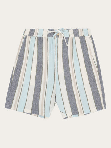 KnowledgeCotton Apparel - MEN Fig loose striped shorts Shorts 8021 Blue stripe
