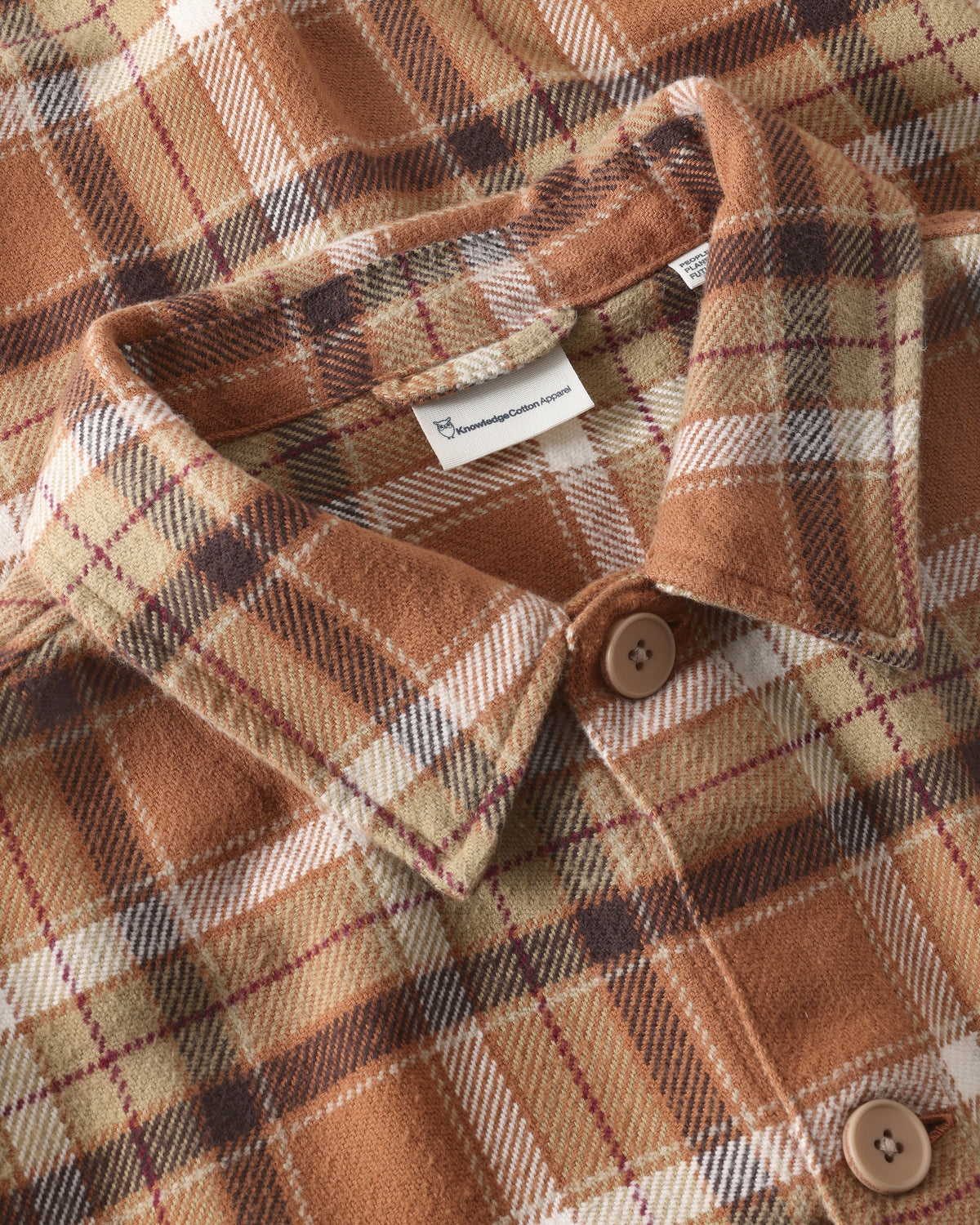 KnowledgeCotton Apparel - MEN Flannel check overshirt Overshirts 7030 Beige check