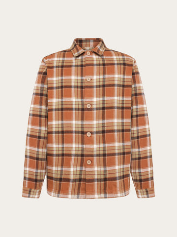 KnowledgeCotton Apparel - MEN Flannel check overshirt Overshirts 7030 Beige check