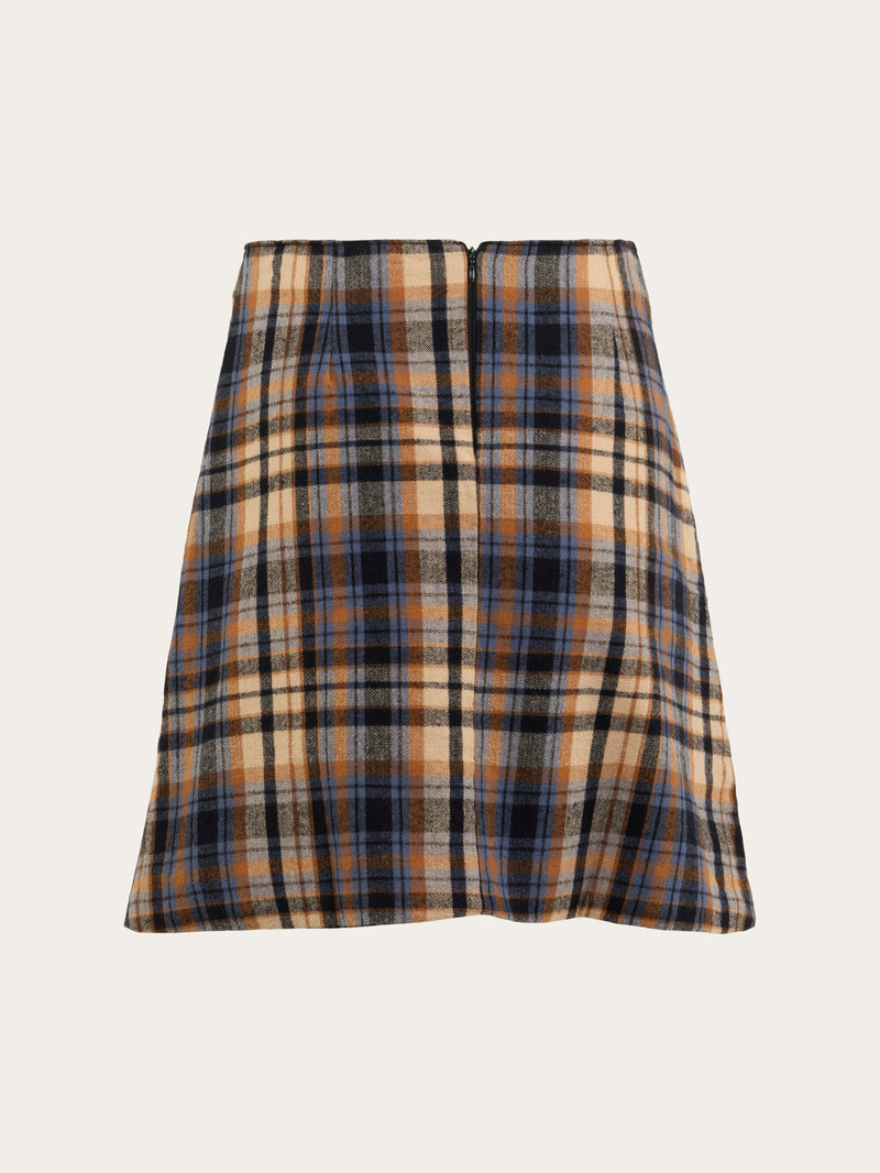 KnowledgeCotton Apparel - WMN Flannel check skirt Skirts 1366 Brown Sugar