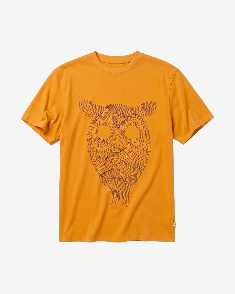 KnowledgeCotton Apparel - MEN Front print t-shirt T-shirts 1502 Golden Oak