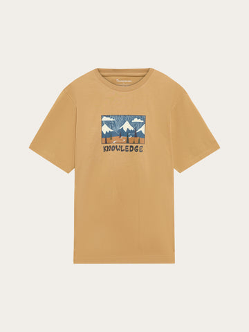 KnowledgeCotton Apparel - MEN Front print t-shirt T-shirts 1336 Kelp melange