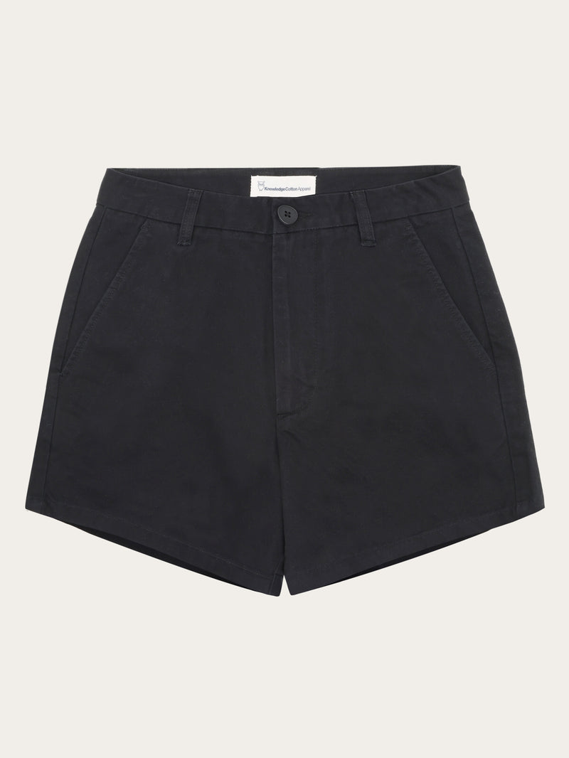 KnowledgeCotton Apparel - WMN GALE boyfriend mid-rise twill chino shorts - GOTS/Vegan Shorts 1300 Black Jet
