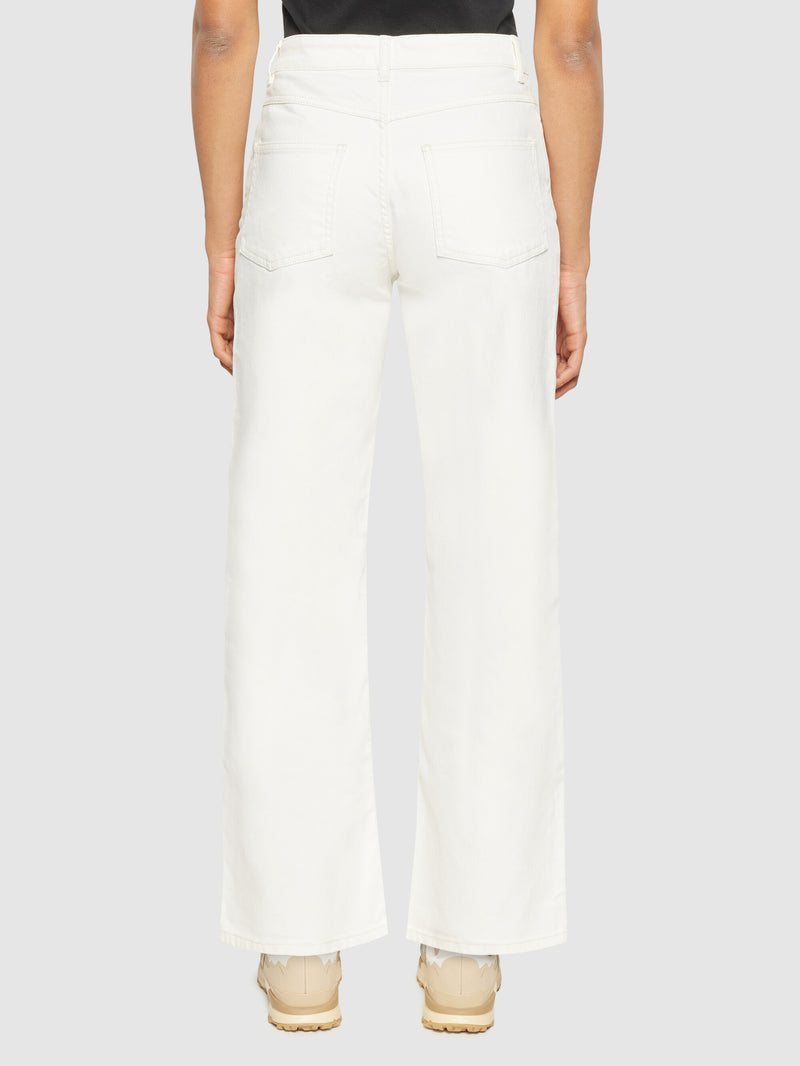 KnowledgeCotton Apparel - WMN GALE straight mid-rise garment dyed twill 5-pocket pants - GOTS/Vegan Pants 1387 Egret