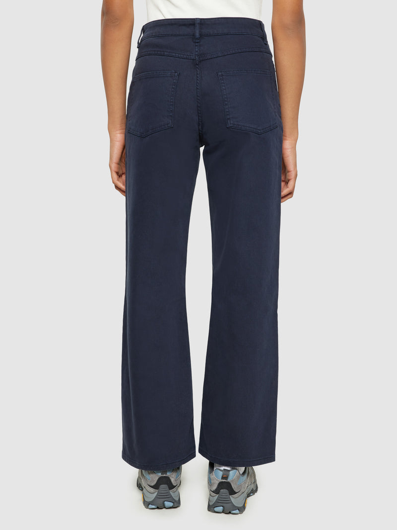 KnowledgeCotton Apparel - WMN GALE straight mid-rise garment dyed twill 5-pocket pants - GOTS/Vegan Pants 1412 Night Sky