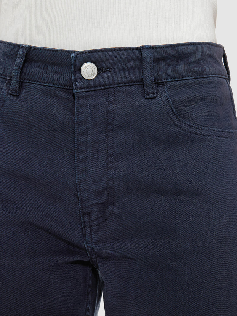 KnowledgeCotton Apparel - WMN GALE straight mid-rise garment dyed twill 5-pocket pants - GOTS/Vegan Pants 1412 Night Sky